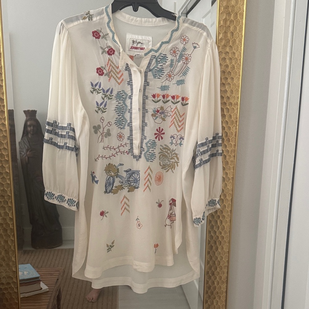 Johnny Was Multicolor Embroidered Tunic